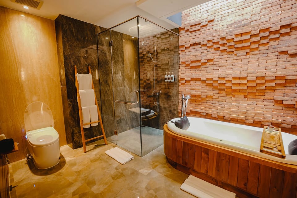 Imperial Villa, One Bedroom, Private Pool | Bathroom | Separate tub and shower, deep soaking tub, free toiletries, hair dryer