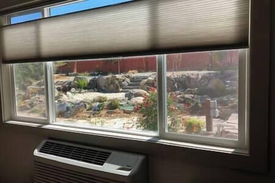 View of patio from waterfall room