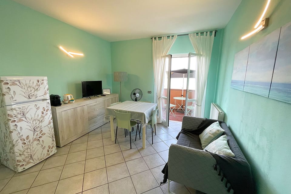 Living room of germoglio apartment at Giannella beach in Tuscany