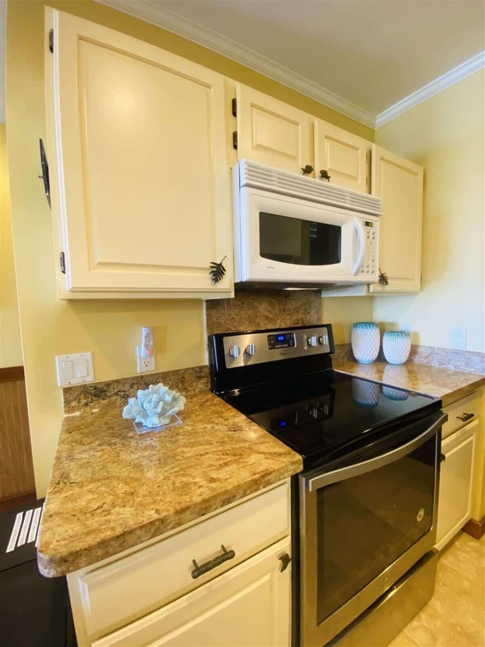 Granite Countertops and Black Appliances 