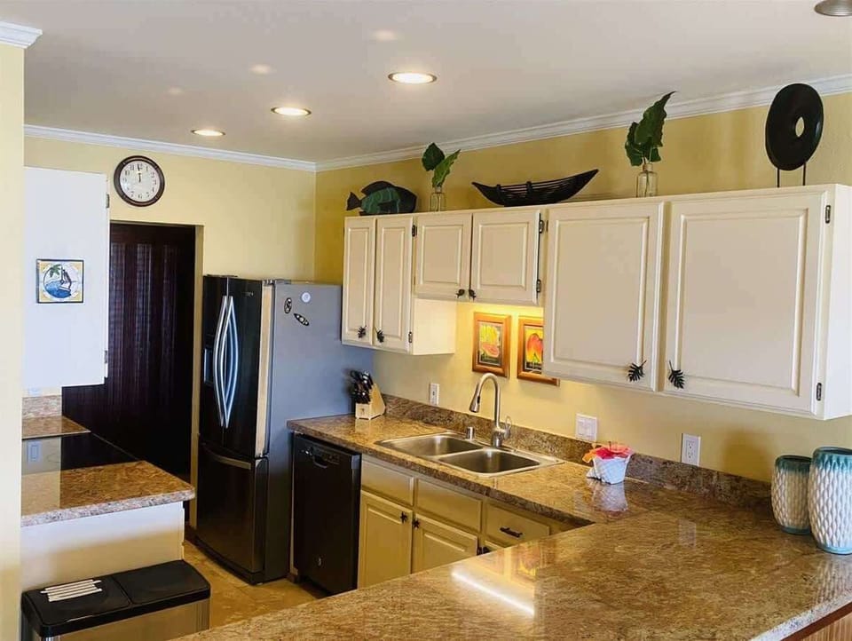 Granite Countertops and Black Appliances 