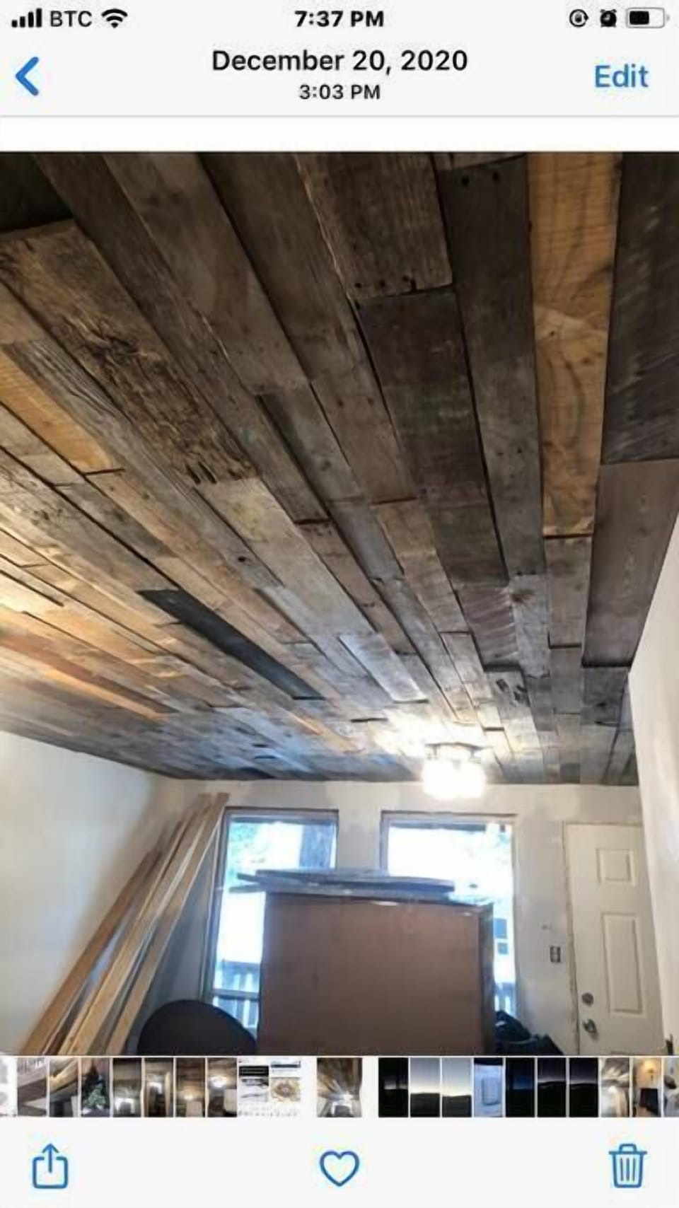 Repurposed barn wood ceilings 