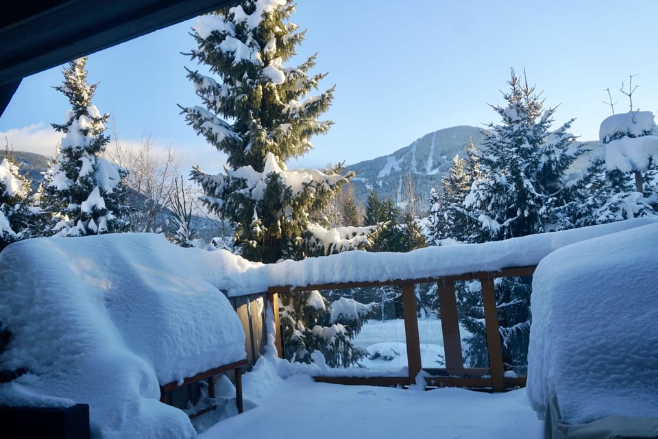 Sweeping views to Whistler and Blackcomb Mtns from the bedroom 