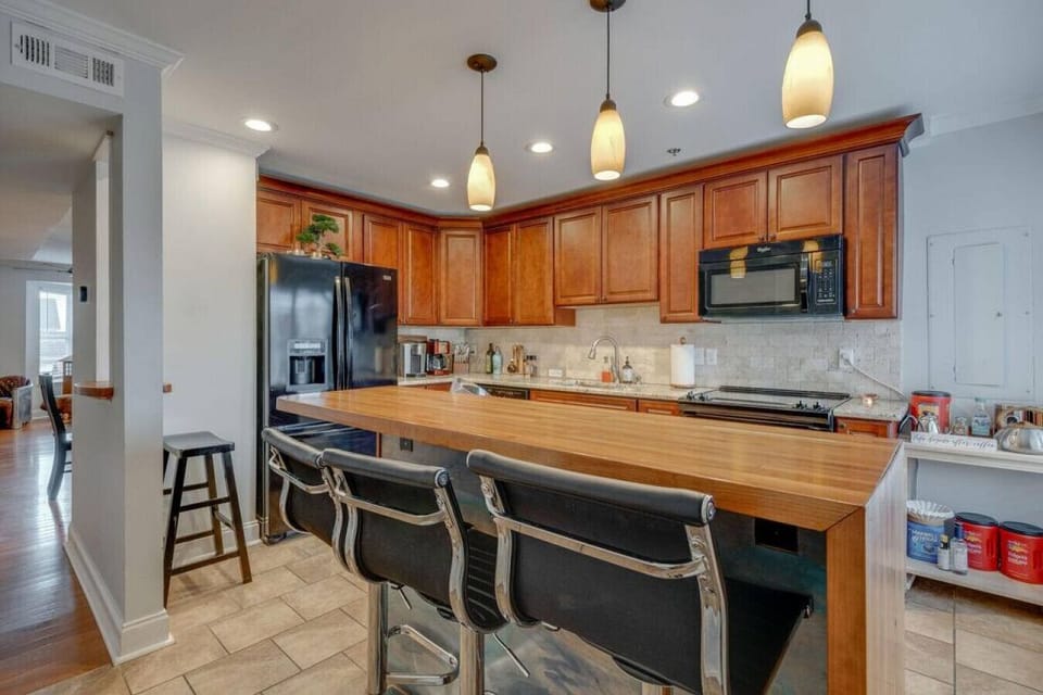 Serve up the coffee and breakfast at the kitchen island.