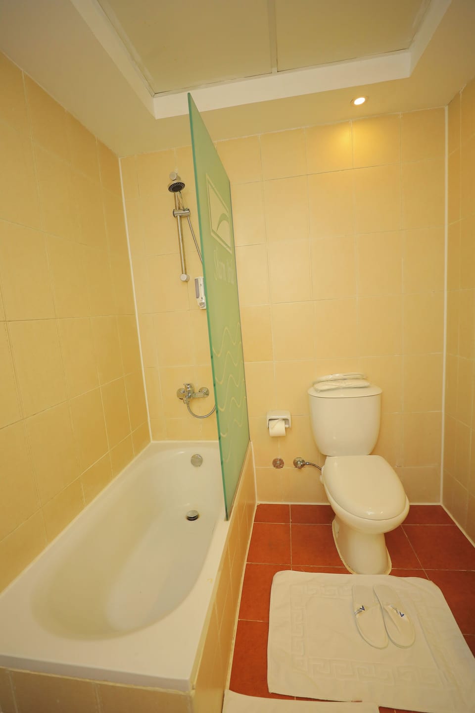 Bathtub, hair dryer, towels