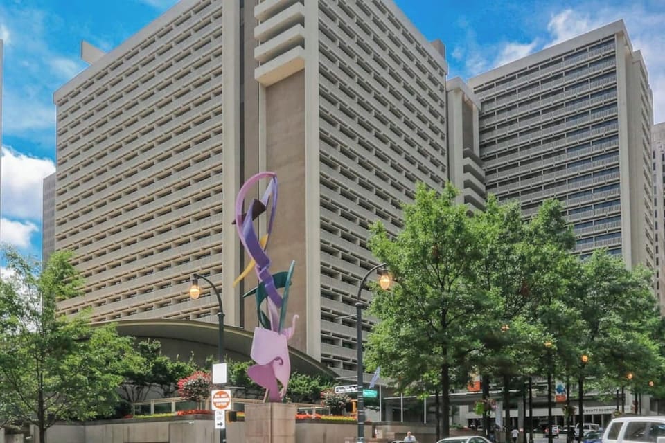 Hyatt Regency Hotel caddy corner