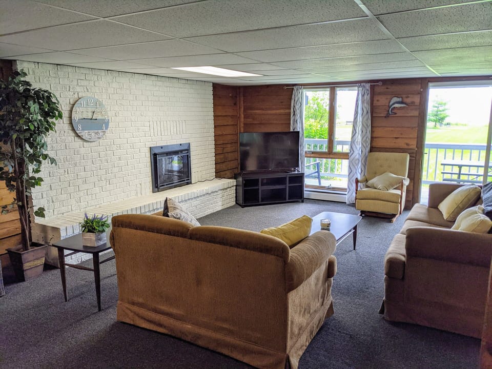 Lower walkout level with pull out queen sofa and Roku SmartTV