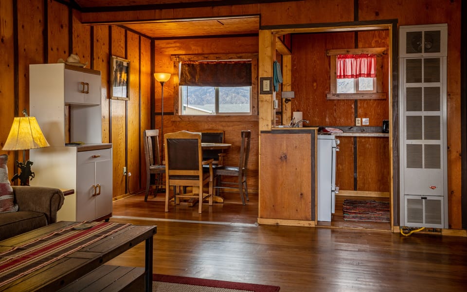 The bunkhouse features unique Western furnishings throughout for a memorable stay