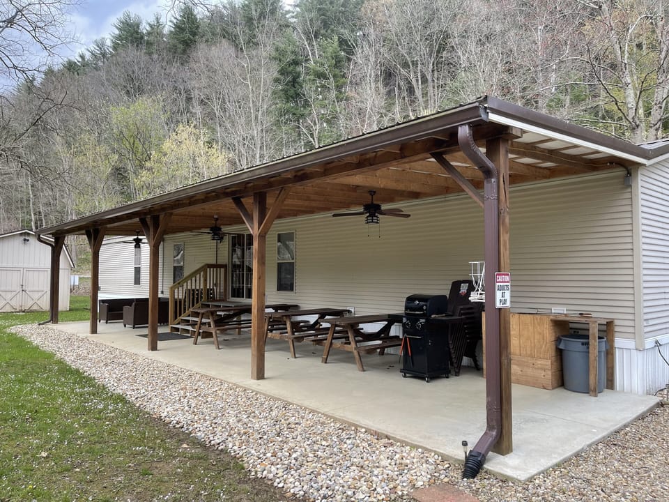 Backdoor patio/seating.