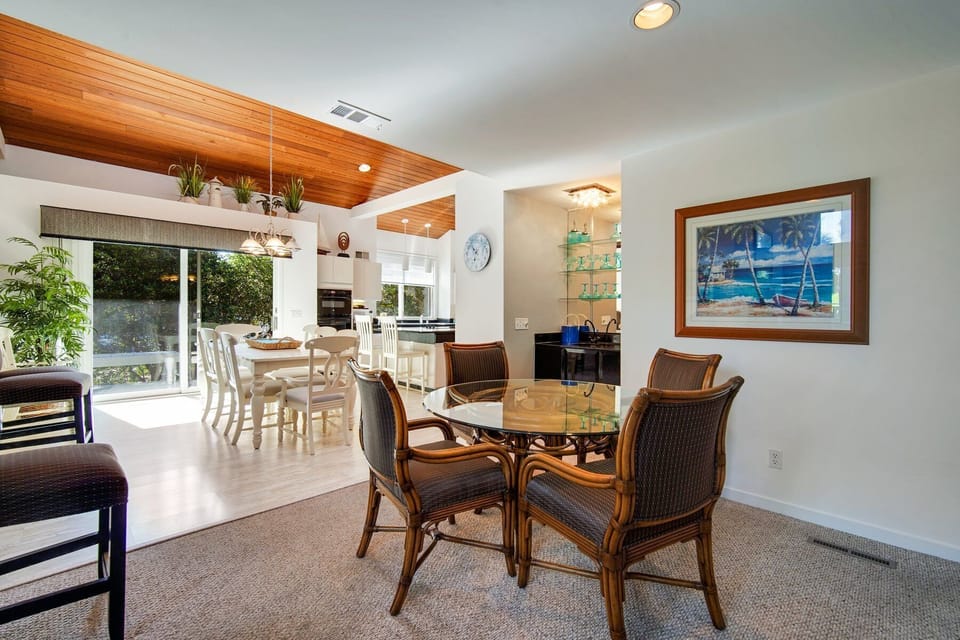 Open dining area that flows into the living spaces. 
