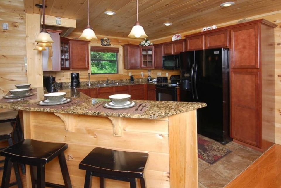 bar area & kitchen