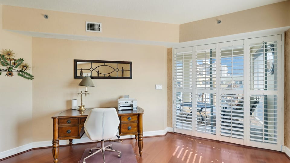 Master bedroom desk with printer
