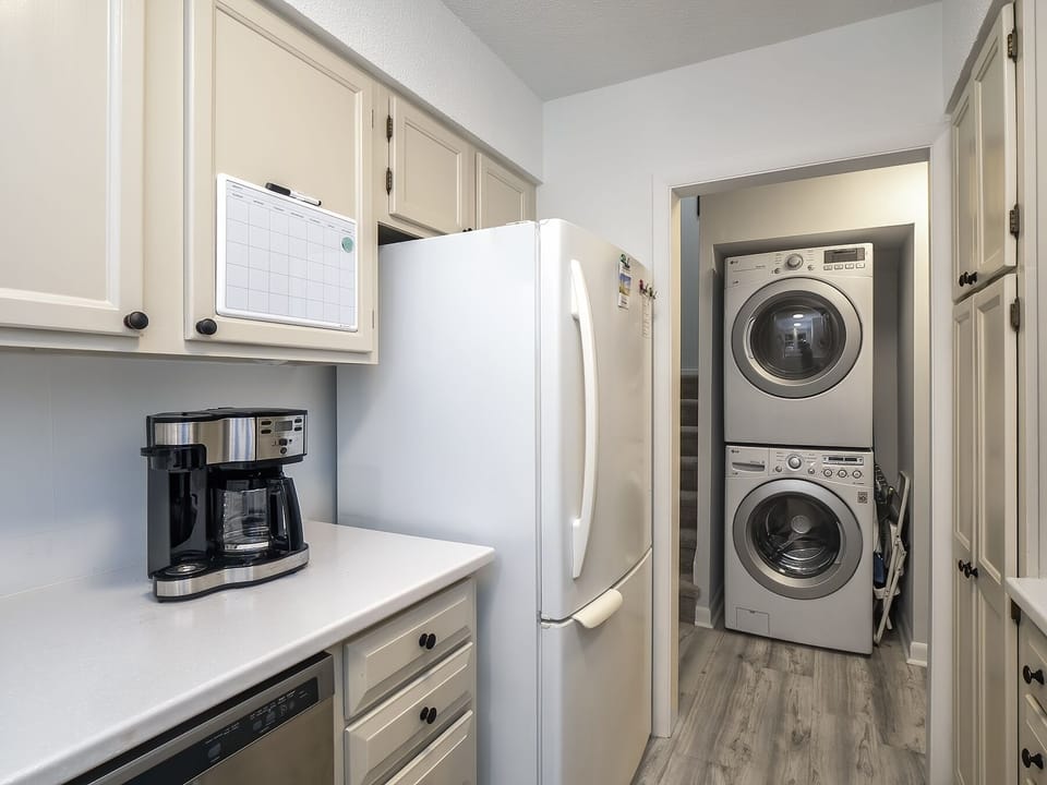 The laundry is just off the kitchen.