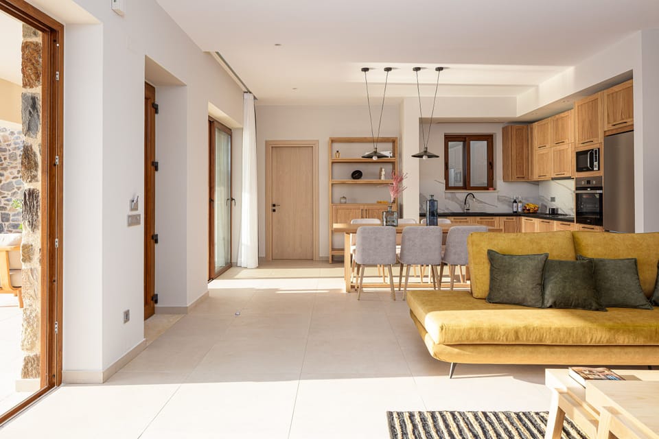 Inside living, dining, kitchen area