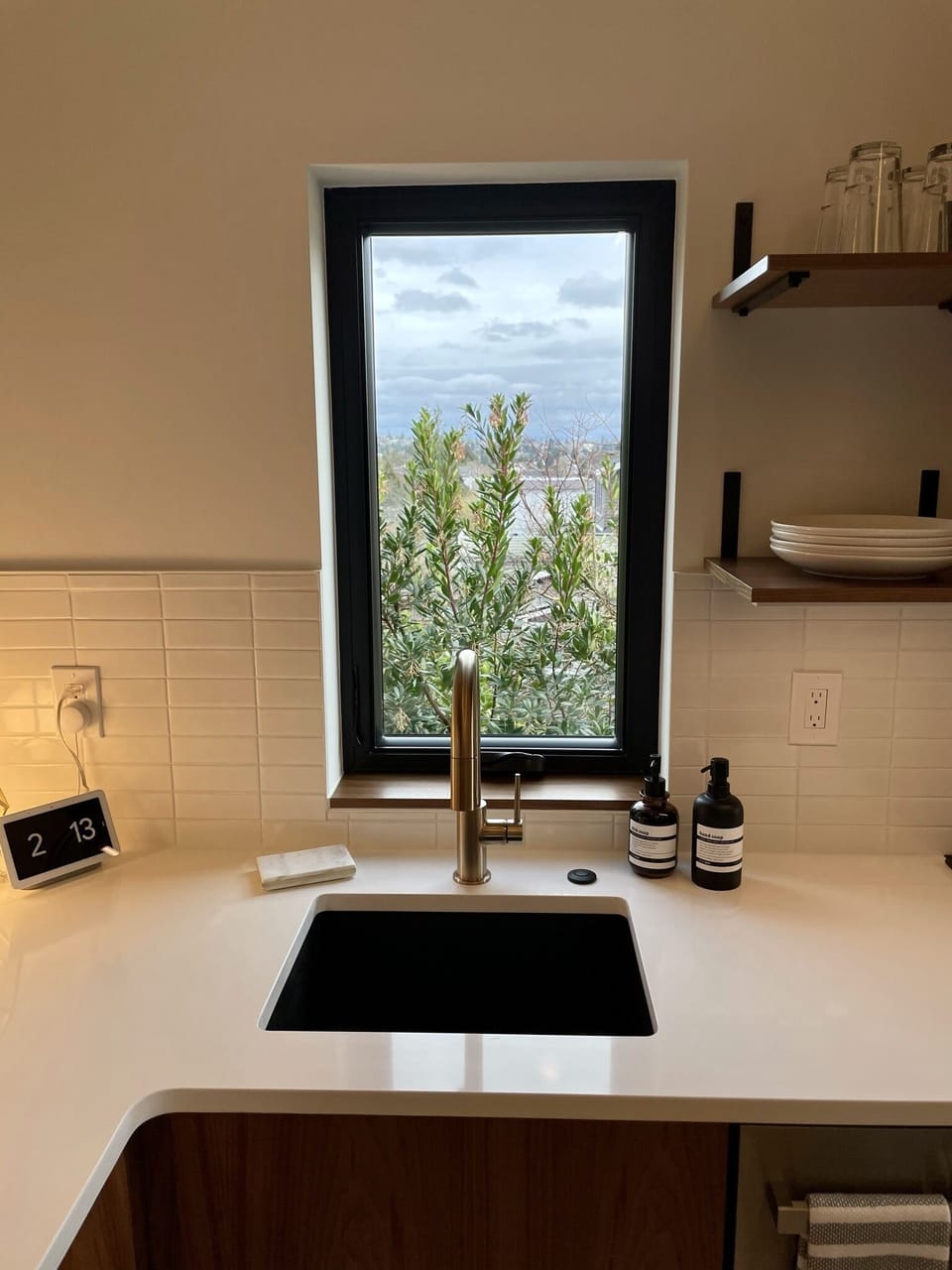 Doing dishes never looked so beautiful. Peak at the Cascade mountain range on a clear day!