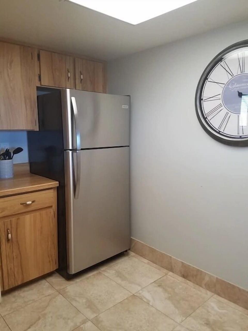 New stainless steel refrigerator.