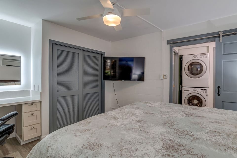 Flat screen TV in bedroom