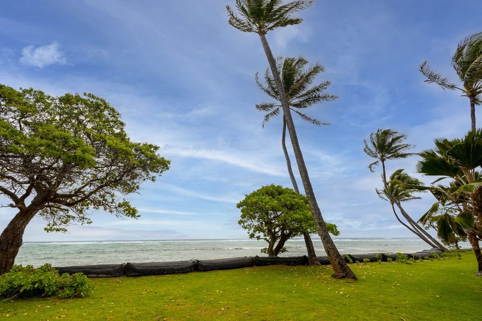 The grounds are beautifully maintained with tropical plants, and lead right up to the beach!
