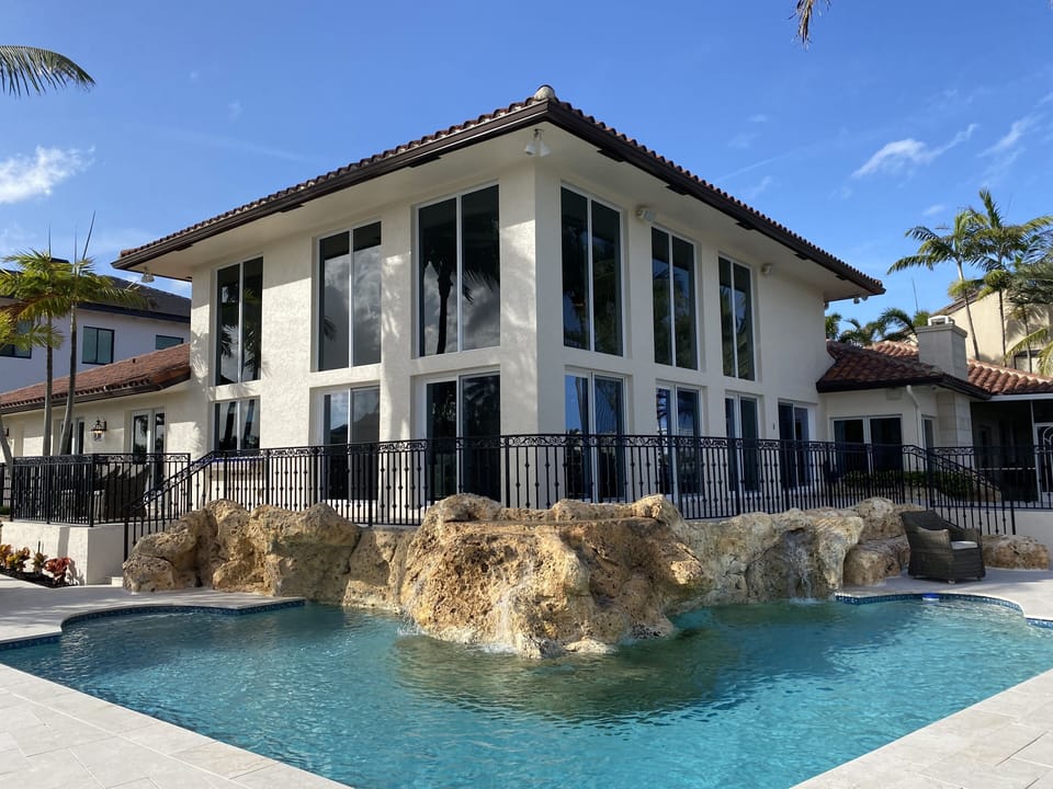 Wraparound pool with 2 waterfalls!
