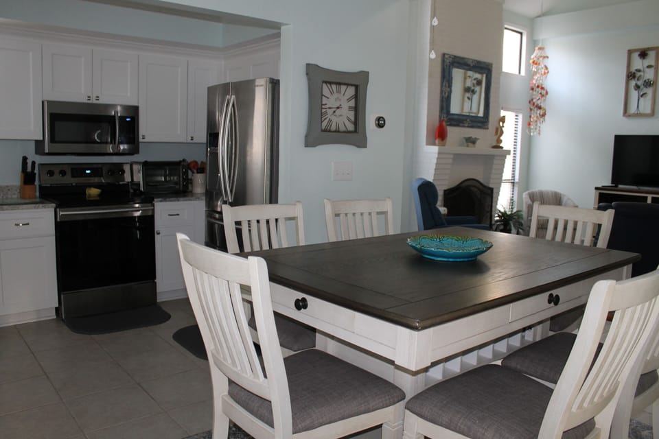 View of dining area and kitchen