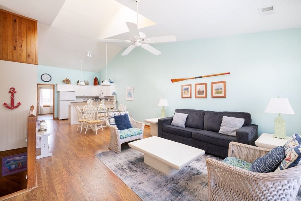 Bright coastal living space designed for gathering and relaxing.