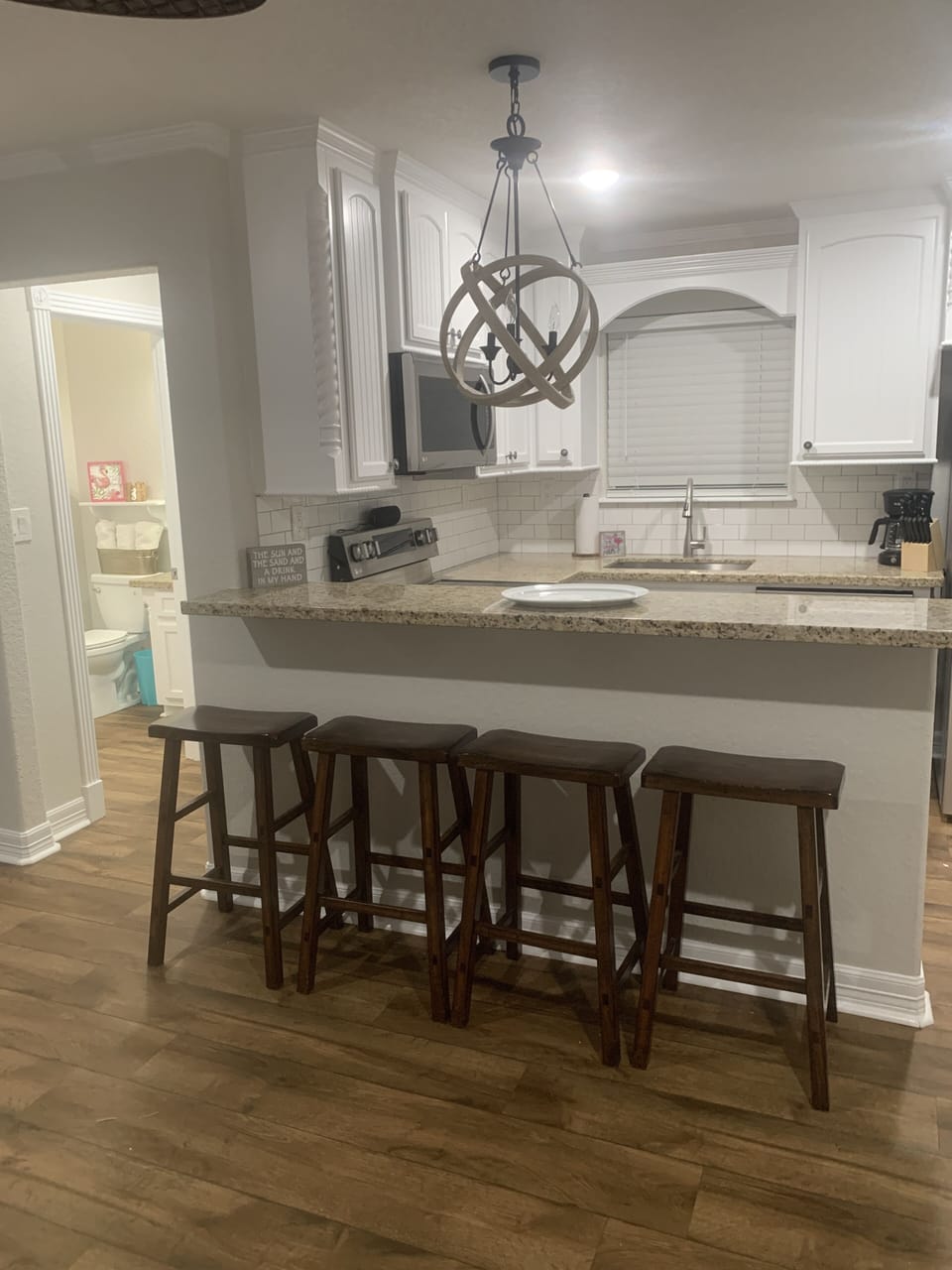 Fully stocked kitchen. 
