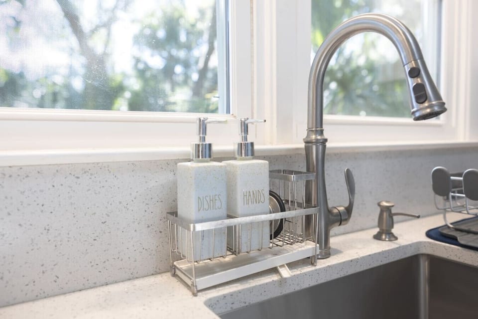 Dish soap, dishwasher pods and hand soap provided