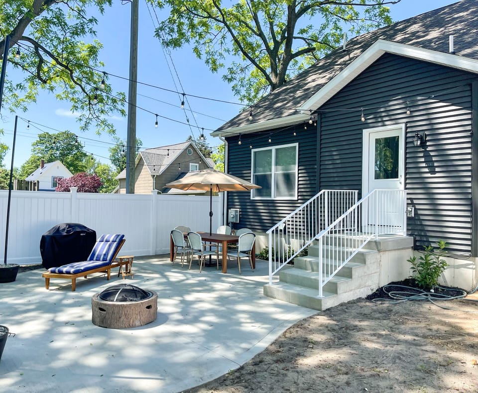 Backyard patio to unwind after a long day at the beach 