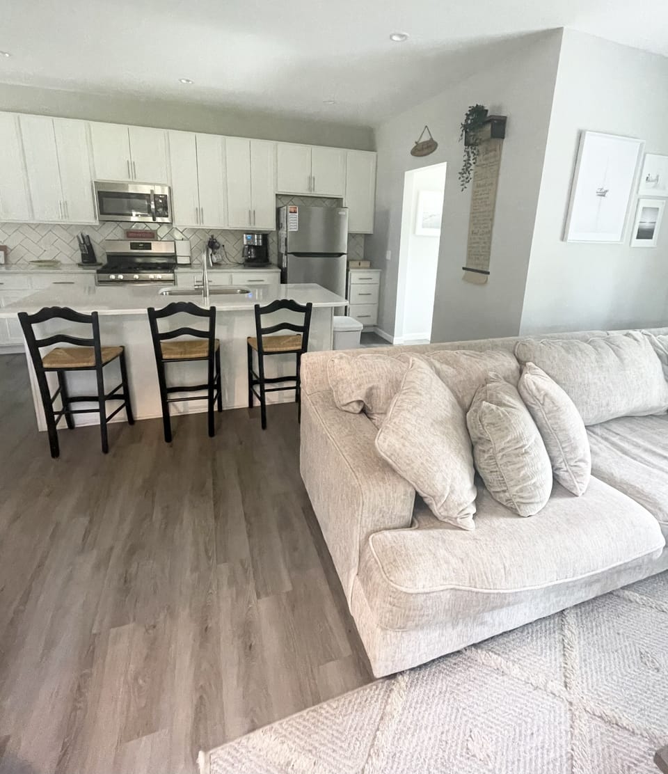 Kitchen overlooking into the living area 