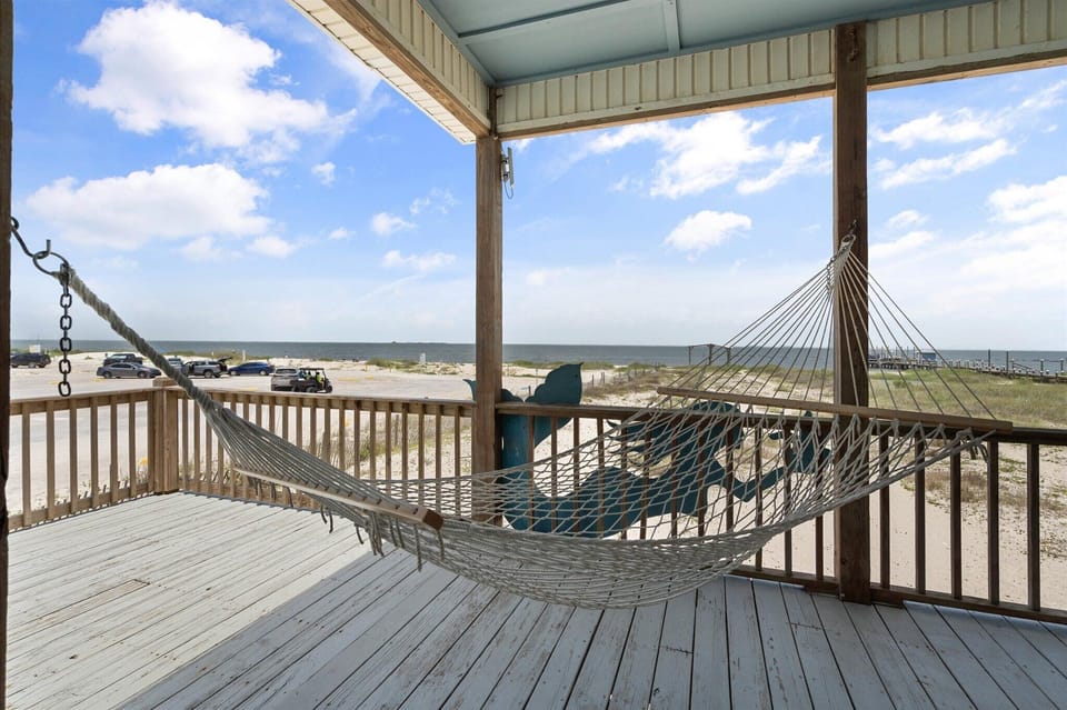West End Girl Hammock in Covered Porch with Beach View