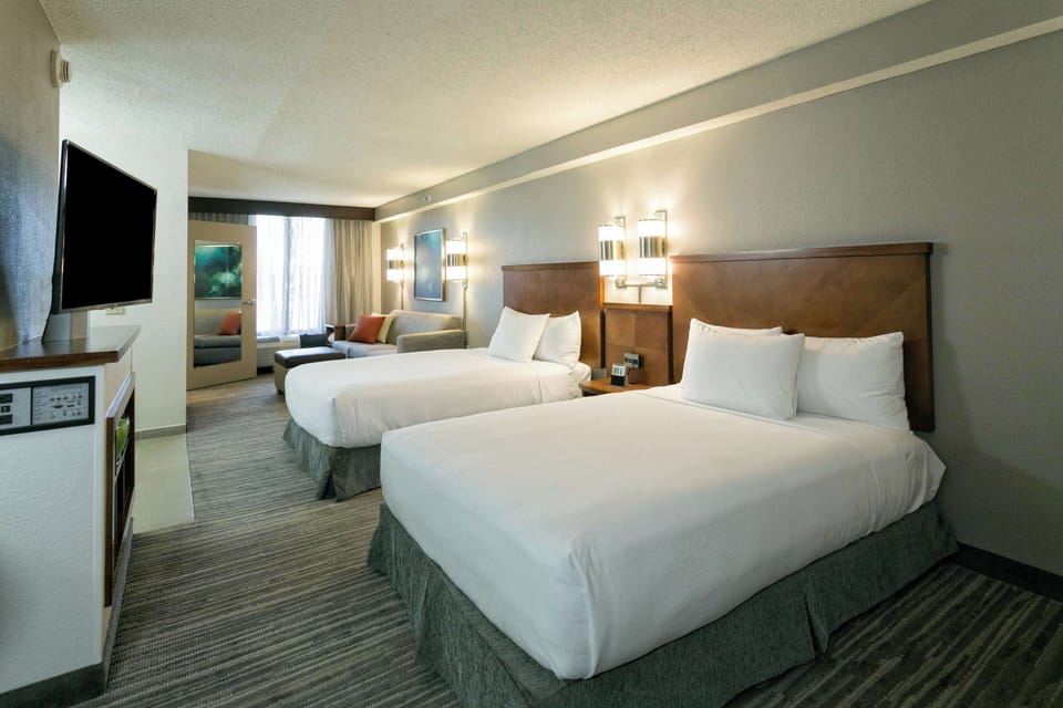 Room, 2 Double Beds, Accessible, Bathtub | Premium bedding, desk, blackout drapes, iron/ironing board