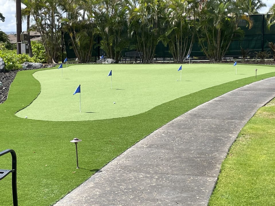Fun 9-hole putting green, 2-minute walk. Have putters & balls, best with drinks