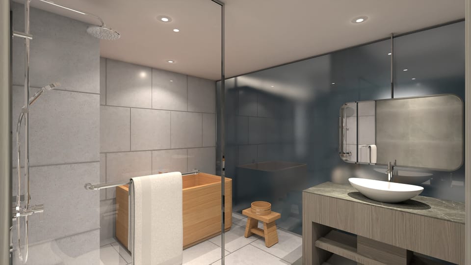 Suite (Aston) | Bathroom | Rainfall showerhead, free toiletries, hair dryer (on request), slippers