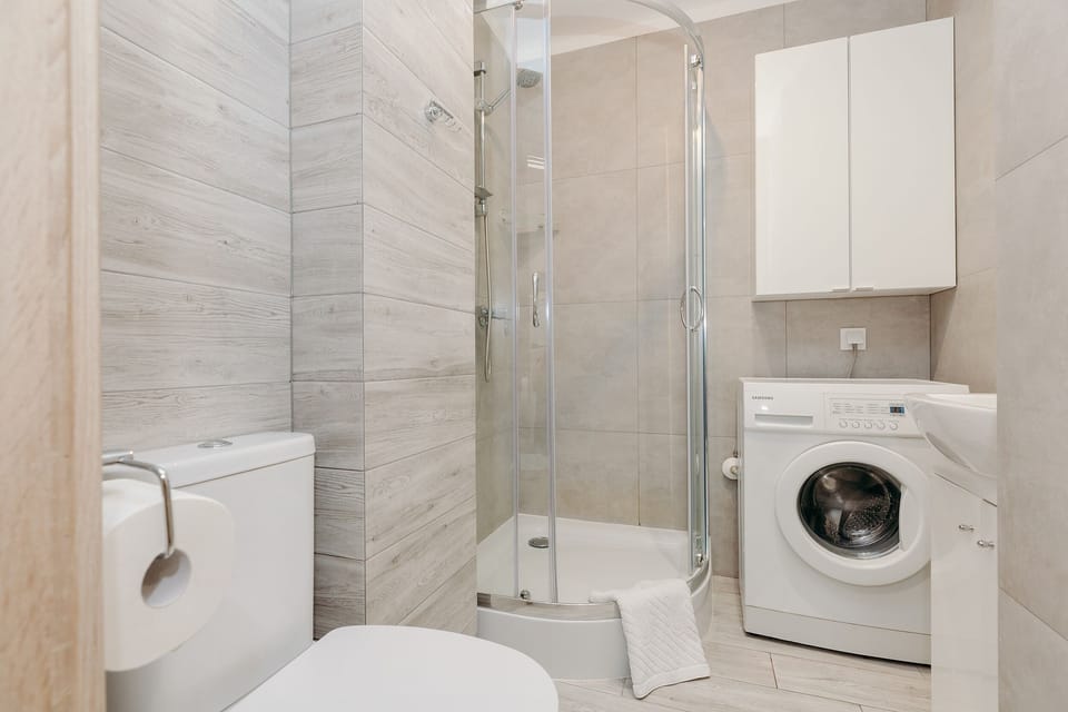 Apartment | Bathroom | Shower, hair dryer, soap, shampoo