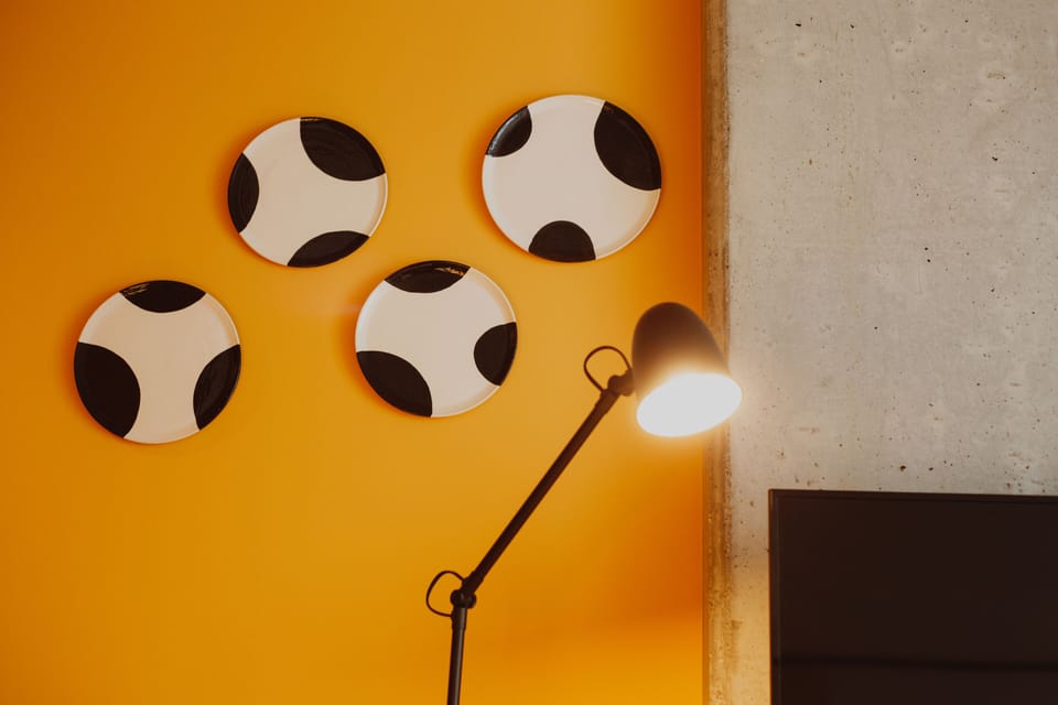Individually decorated, desk, laptop workspace, blackout drapes