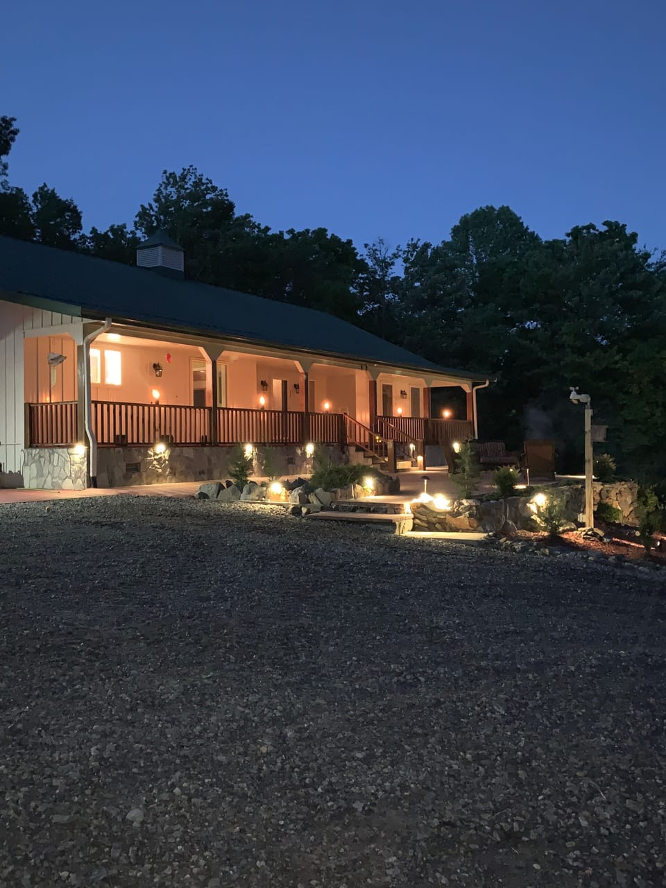 Well lit front patio