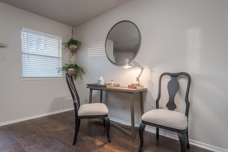 Desk and chairs in the Living Room