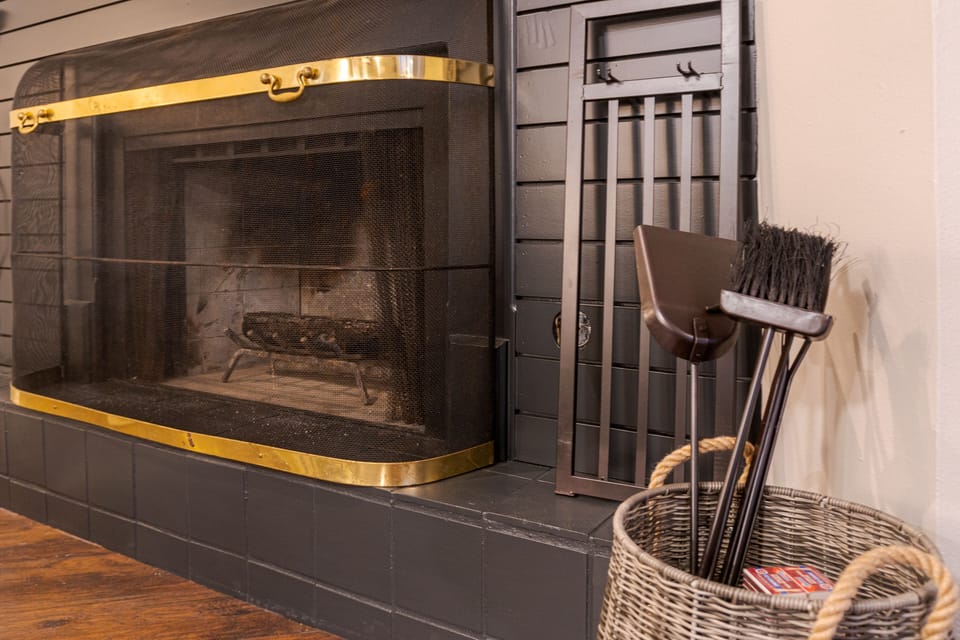 Wood burning fireplace with gas starter
