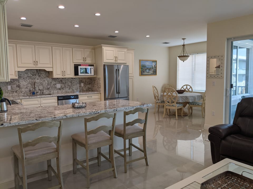 View of the kitchen and dining area from the living room