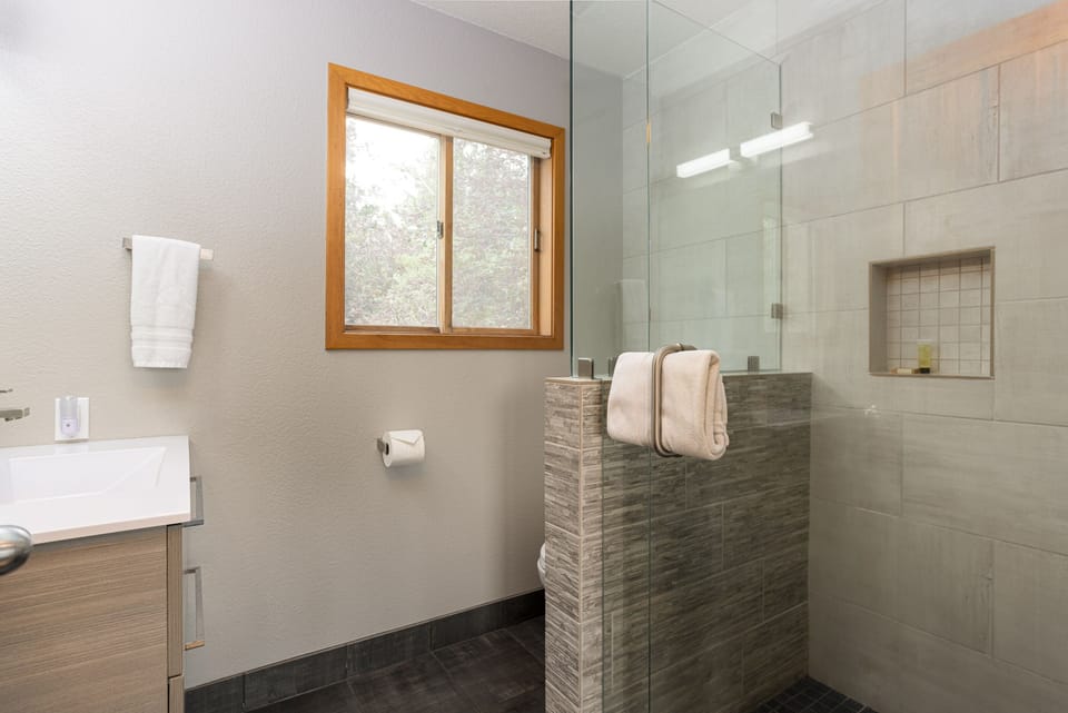 Brand new walk-in tiled shower