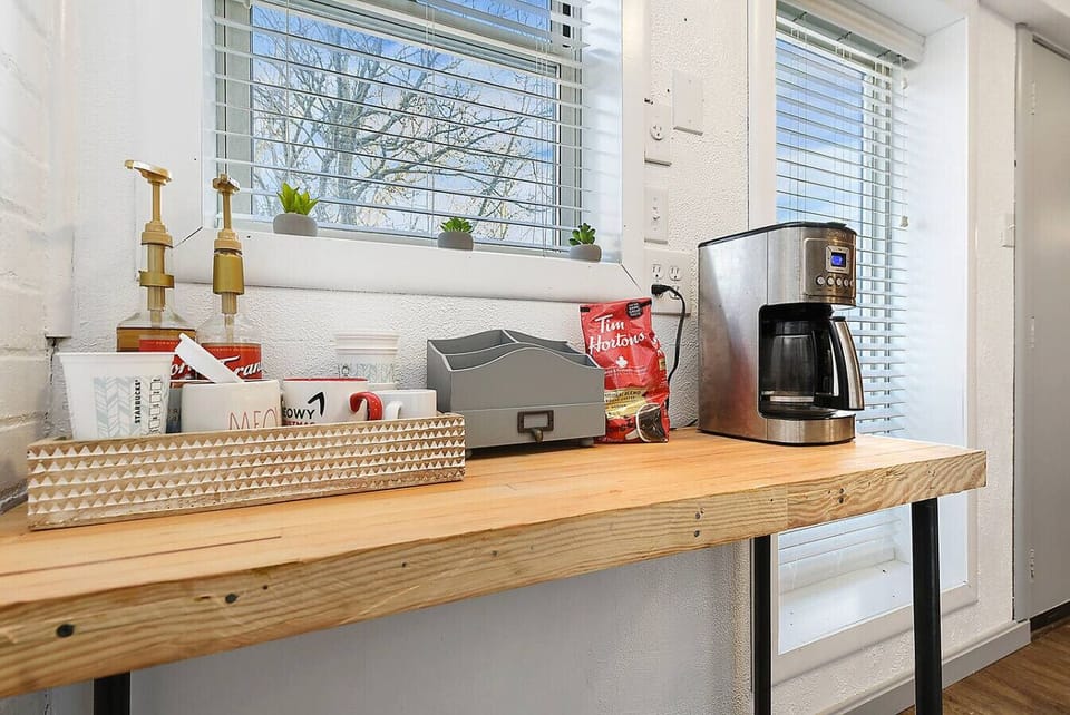 Start the morning with a coffee just the way you like it. And if the weather`s right, there`s a deck with Adirondack chairs right outside that window.
