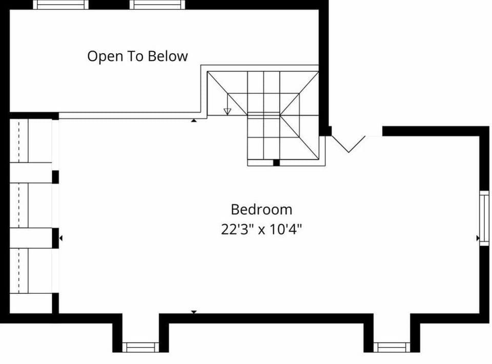 Simple and intuitive—understand the flow of your upstairs retreat, featuring a generous bedroom area and plenty of storage.