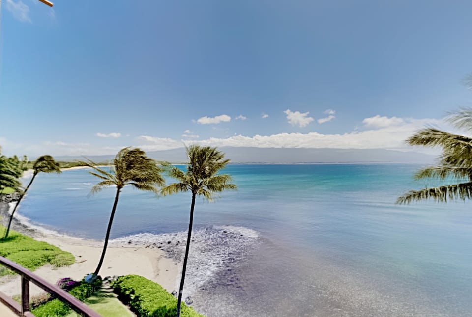 Views of the turquoise waters and swaying palm trees