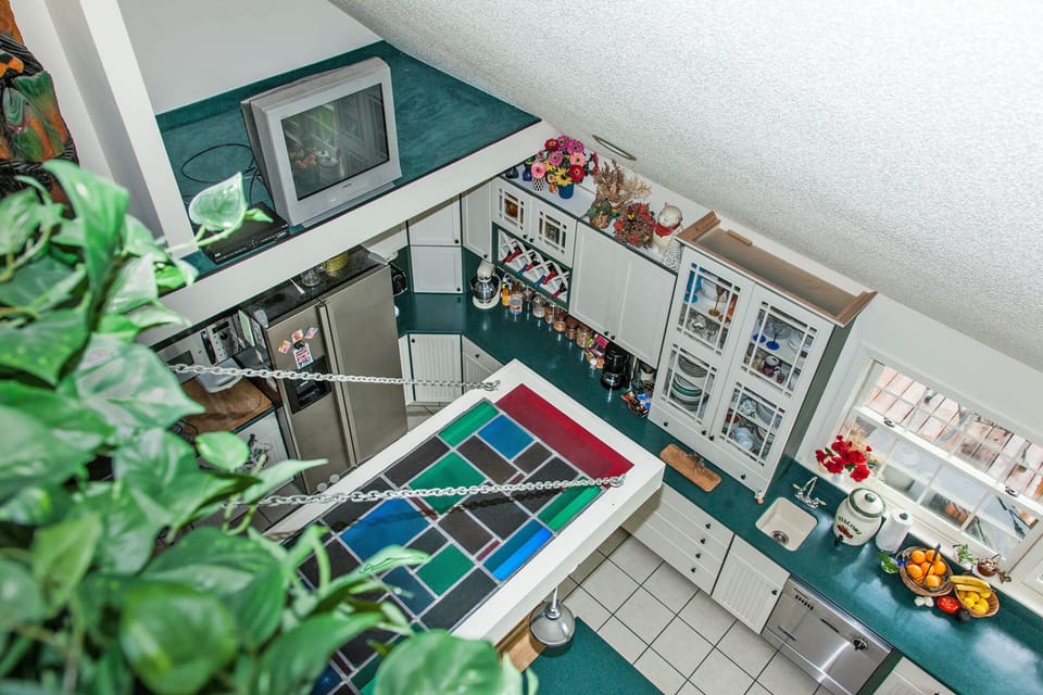 View of kitchen from the Penthouse Suite entrance door. 