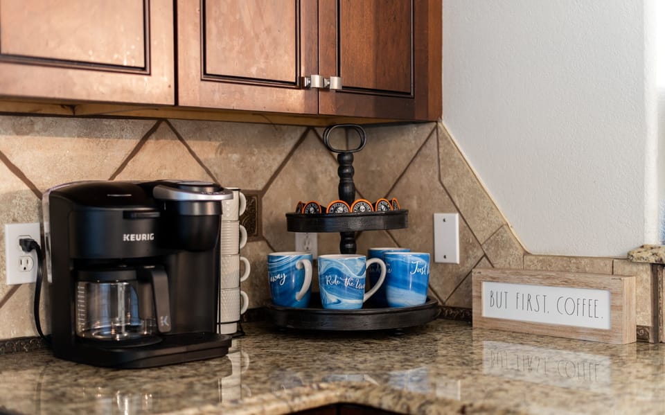But coffee first, Keurig and full pot coffee maker!