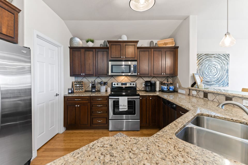 Stainless steel appliances and a full kitchen  that makes you feel like home!
