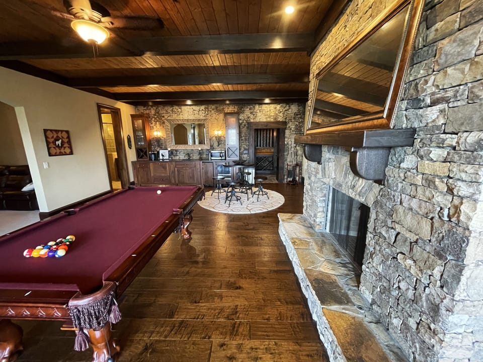 Downstairs Play Level Pool Table & Back Bar
