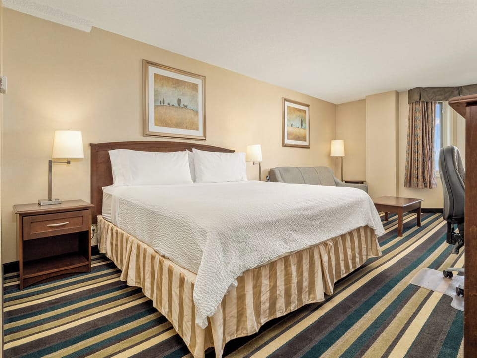 Premium bedding, down comforters, pillowtop beds, desk