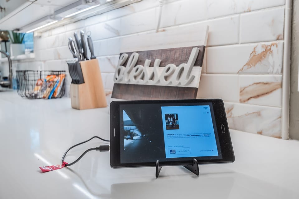 Use the Your Welcome tablet for property guides and recommendations in Dallas