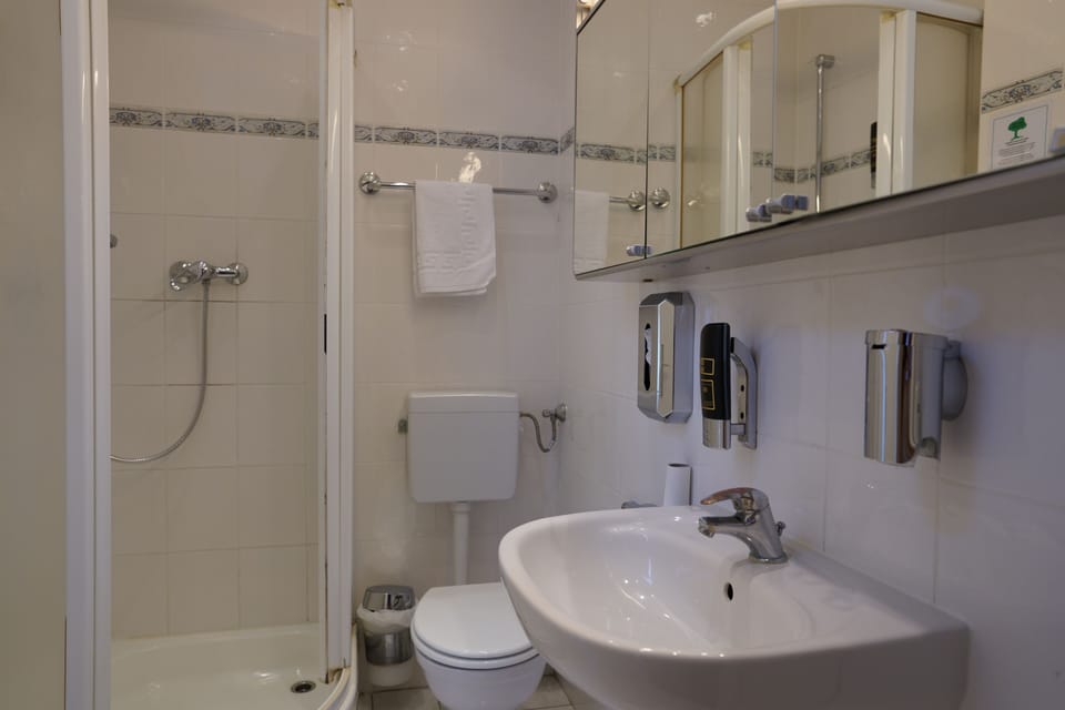 Standard Double Room | Bathroom | Shower, hair dryer, towels, soap